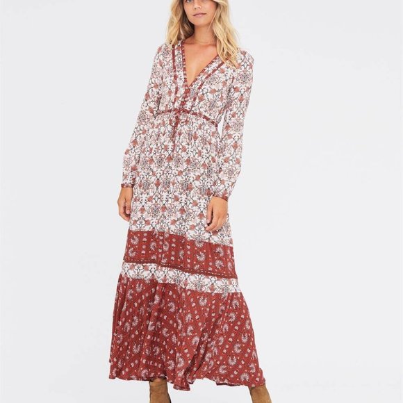 TIGERLILY Hamilton Red Boho Long Sleeve Maxi Dress RRP$270 - Picture 8 of 16